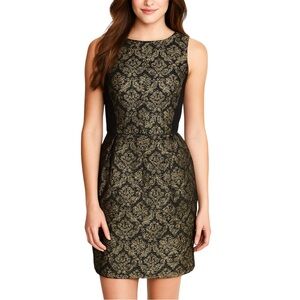 Ann Taylor Loft Black & Gold Metallic Jacquard Dress - Size 6